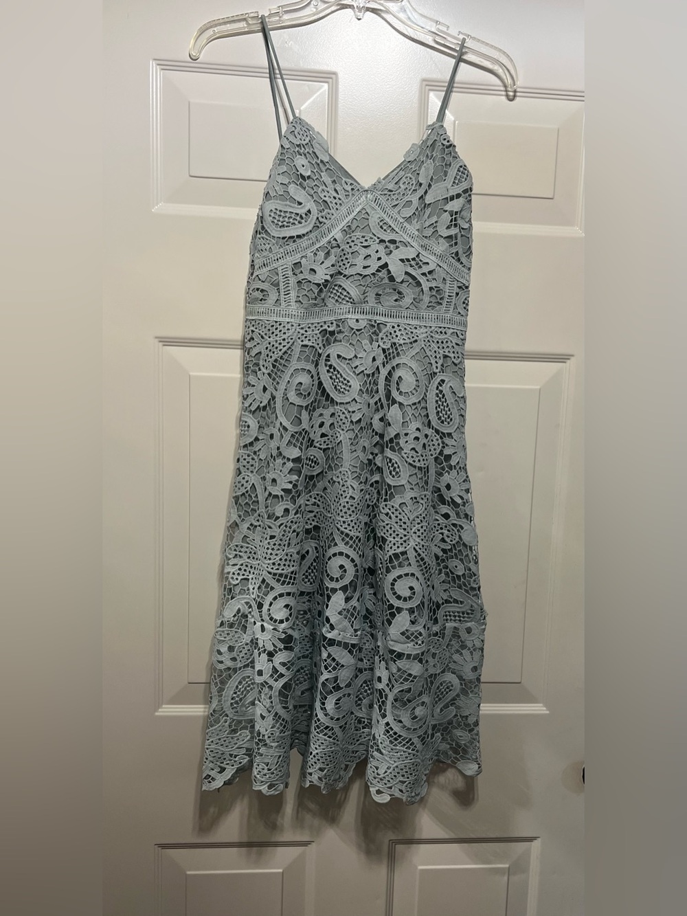 Vintage Finn Light Blue Lace Babydoll Short Spaghetti Straps Dress Size M